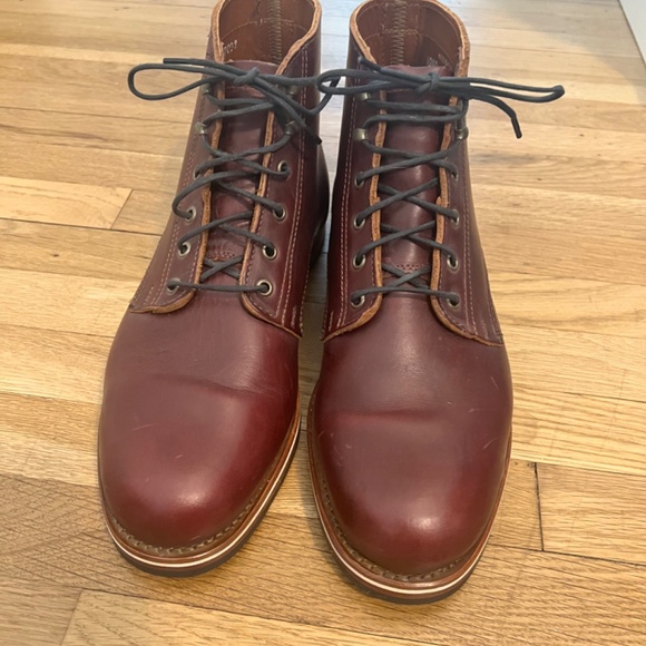 Helm Leather Boots—Zind Mens 10.5D Made in the USA Horween Chromexcel Burgundy - Picture 2 of 5